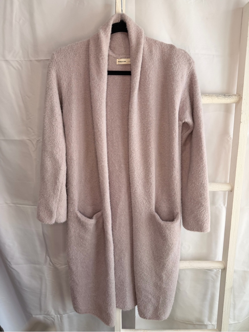 Anthropologie plush open-front long cardigan - light mauve